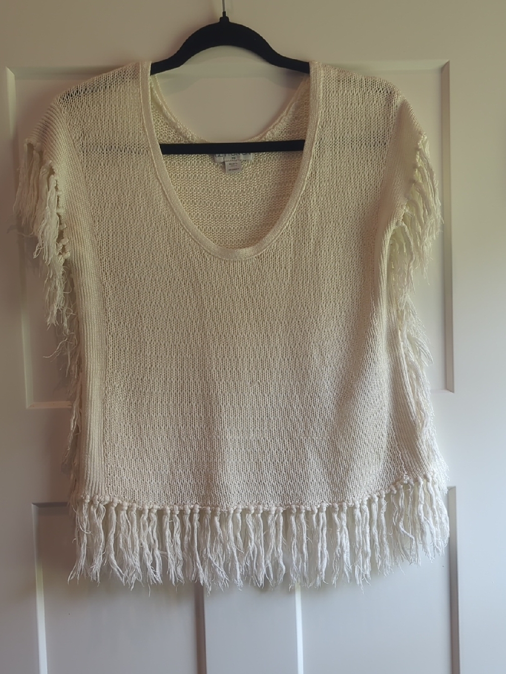 Cotton On Cream Open-Knit Fringe Sweater